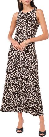 Vince Camuto Leopard Print Sleeveless Maxi Dress in Rich Black Leopard at Nordstrom, Size X-Small