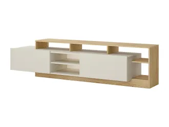 Vente-Unique Mobile Tv 2 Ante E 6 Nicchie Con Led Beige E Naturale Chiaro - Idesia