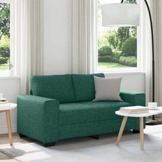 vidaXL Divano a 2 Posti Verde Scuro 120 cm in Tessuto - Vidaxl