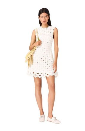 Maje Mirrored crochet dress in White at Nordstrom, Size 34 Eu