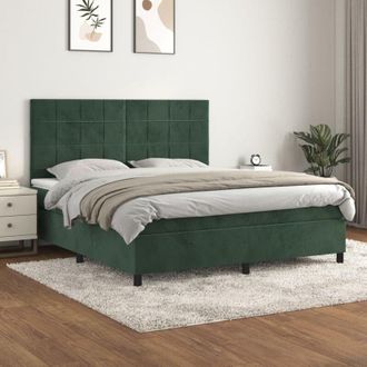 vidaXL Vidaxl - Cama Box Spring Con Colch&oacute;n Terciopelo Verde Oscuro 180x200 Cm