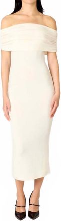 Nia Celine Midi Dress In Ivory