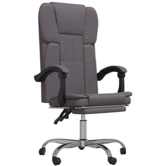 vidaXL Silla De Oficina Reclinable Cuero Sint&eacute;tico Gris Vidaxl
