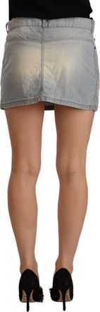 Ermanno Scervino Womens Light Blue Mid Waist Denim Mini Cotton Skirt