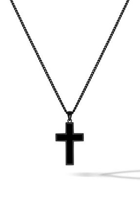 Vincero Mens Cross Pendant Necklace in Black at Nordstrom, Size 22