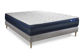 Actisom Somier gris + colch&oacute;n con muelles y viscoel&aacute;stica 160 x 195