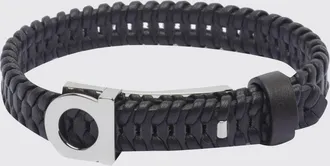 Ferragamo Bracciale regolabile in pelle intrecciata con fibbia Gancini