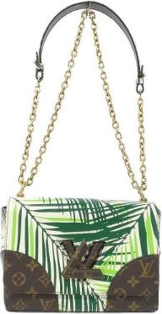 Louis Vuitton Pre-owned Twist Calf Coated Canvas Shoulder Bag - Dames - Vintage Schoudertas - Groen - ONE Size - Leer - Vintage