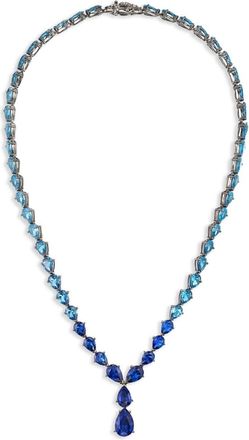 Anabela Chan 18kt black gold Nova multi-stone necklace - women - Lab-Grown Simulated Aquamarine/Lab-Grown Simulated Royal Blue Sapphire/18K Black