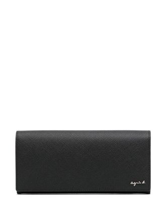agn&egrave;s b. logo-plaque leather wallet - men - Calf Leather - One Size - Black