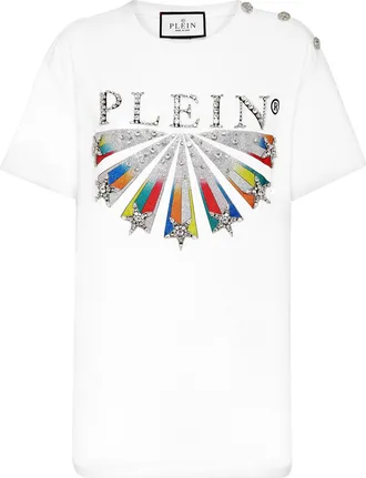 Philipp Plein T-shirt Round Neck Man fit Plein Star with Crystals