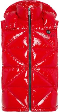 Philipp Plein Sleeveless Jacket Hexagon - Heren - Bodywarmers - Rood - XL - Leer - Jassen
