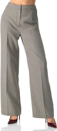 Ivonne Checkered Wide-Leg Trousers With Side Stripe in Black at Nordstrom, Size 10