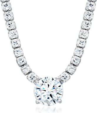 Ross-Simons CZ Solitaire-Style Tennis Necklace in Sterling Silver