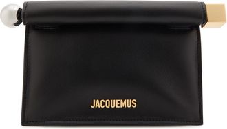 Jacquemus La Petite Pochette Rond Carr&eacute; Leather Clutch - Black - One Size
