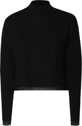 Pinko Wollen trui met halfhoge kraag - Dames - Coltruien - Zwart - L - Wol - Truien & Vesten