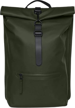 Rains Stijlvolle Rolltop Rugzak - Dames - Rugzakken - Groen - ONE Size - Polyester - Tassen