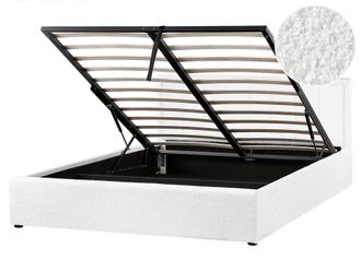 Beliani Cama matrimonial de tejido blanco 160x200