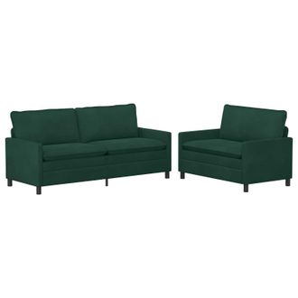 vidaXL Juego De Sof&aacute; 2 Uds. Verde Oscuro Terciopelo Vidaxl