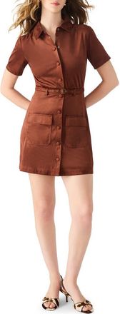 Steve Madden Joliana Faux Suede Mini Shirtdress in Dark Fig at Nordstrom, Size X-Large