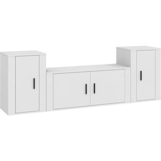 vidaXL Vidaxl - Set De Muebles De Tv 3 Piezas Madera Contrachapada Blanco