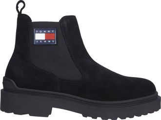Tommy Jeans Black Chunky Sole Suede Chelsea Boots