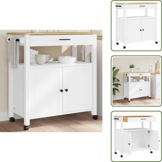 vidaXL The Living Store Carrello da Cucina MONZA 84x40x88,5 cm in Legno Massello di Pino - Carrello in legno