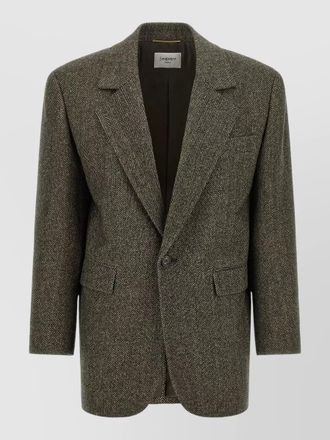 Saint Laurent herringbone single-breasted coat