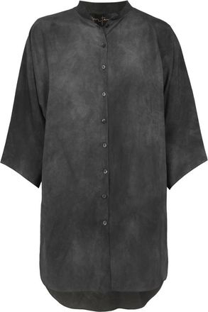 Cortana Salome- zijden shirt benzine geverfd- - Dames - Overhemden - Groen - 2XS - Overhemden