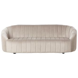 Beliani Sof&aacute; 3 Plazas Terciopelo Asiento Acolchado Respaldo Bajo Retro Contempor&aacute;neo Beige Malung
