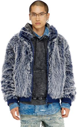 Diesel Shaggy winter jacket - Winter Jackets - Man - Blue