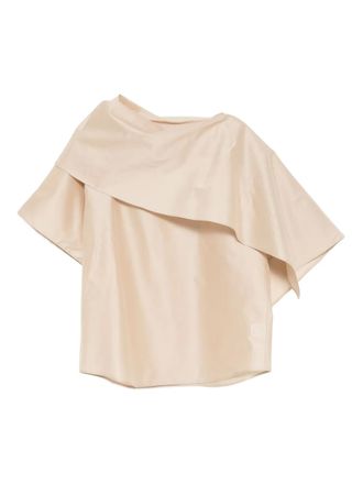 JNBY Top met korte mouwen en sjaalkraag - Beige