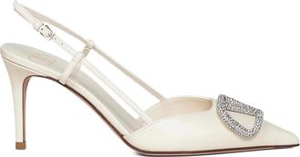 Valentino Garavani 80 mm VLogo Signature slingback pumps verfraaid met kristallen - Wit