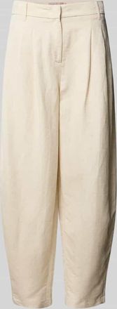 Christian Berg Leinenhose mit angedeuteten Ges&auml;&szlig;leistentaschen in Sand, Gr&ouml;&szlig;e 34
