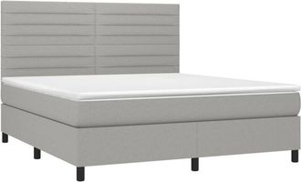 vidaXL Vidaxl - Cama Box Spring Con Colch&oacute;n Tela Gris Claro 180x200 Cm