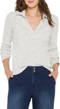 Nic+Zoe Long Sleeve Rib Polo in Reflection at Nordstrom Rack, Size Large
