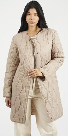 Brave Soul Womens Stone Longline Quilted Jacket - Size 10 UK