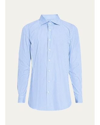 Cesare Attolini Mens Cotton Multi-Stripe Classic Fit Sport Shirt