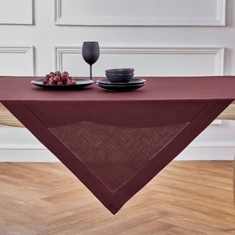 Solino Home Linen Table Throw - Classic Hemstitch, 52 x 52 Inch, 52 x 52 Inch in Burgundy at Nordstrom, Size Medium