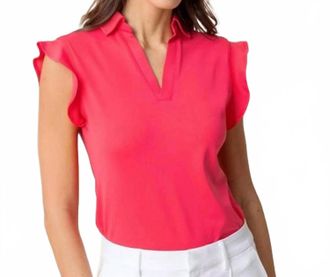 Southern Tide Dayna Active Ruffle Polo Tank In Calypso Berry