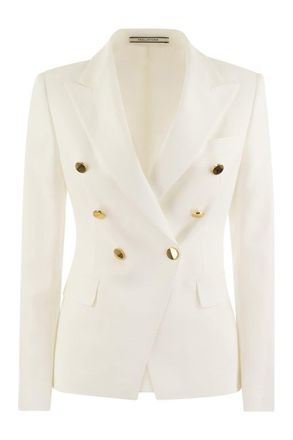 Tagliatore Womens Alicya - Double-breasted Jersey Blazer - White viscose - Size EU 44 (Womens)