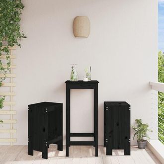 vidaXL Vidaxl - Taburetes De Cocina 2 Uds Madera Maciza Pino Negro 40x36x75 Cm