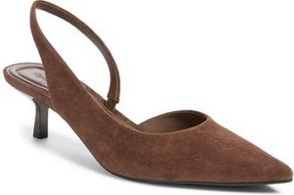 Open Edit Corina Slingback Half dOrsay Pointed Toe Kitten Heel Pump in Brown Oak at Nordstrom, Size 5.5