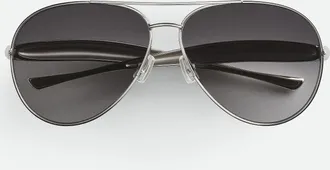 Bottega Veneta Sardine Aviator Sunglasses - Silver - Unisex - 100% Metal