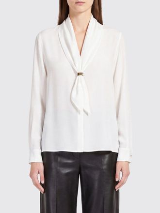 Max Mara Pussy-Bow Silk Shirt with Long Sleeves