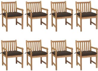 vidaXL Sillas De Jard&iacute;n 8 Uds Madera Maciza De Teca Cojines Taup&eacute; Vidaxl