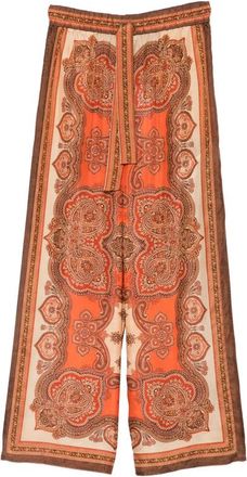 Zimmermann Mahon Paisley-print Belted Trousers