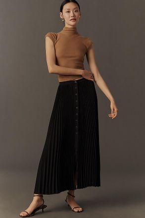 Maeve Pleated Button-Front Maxi Skirt