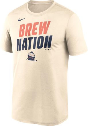 Nike Milwaukee Brewers City Connect Team Phrase Script Nike Mens Dri-FIT MLB T-Shirt in Brown | NKGK15AMZB-TG9