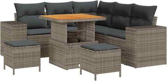 vidaXL Conjunto De Sof&aacute; De Jard&iacute;n 8 Pcs Gris Rat&aacute;n Sint&eacute;tico Vidaxl